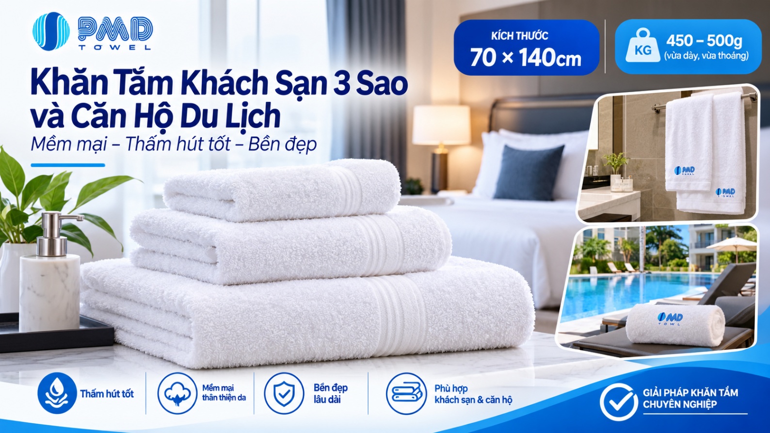 Khăn tắm khách sạn 3 sao và căn hộ du lịch