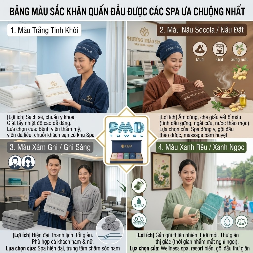 Bảng Màu Sắc Khăn Quấn Đầu Được Các Spa Ưa Chuộng Nhất