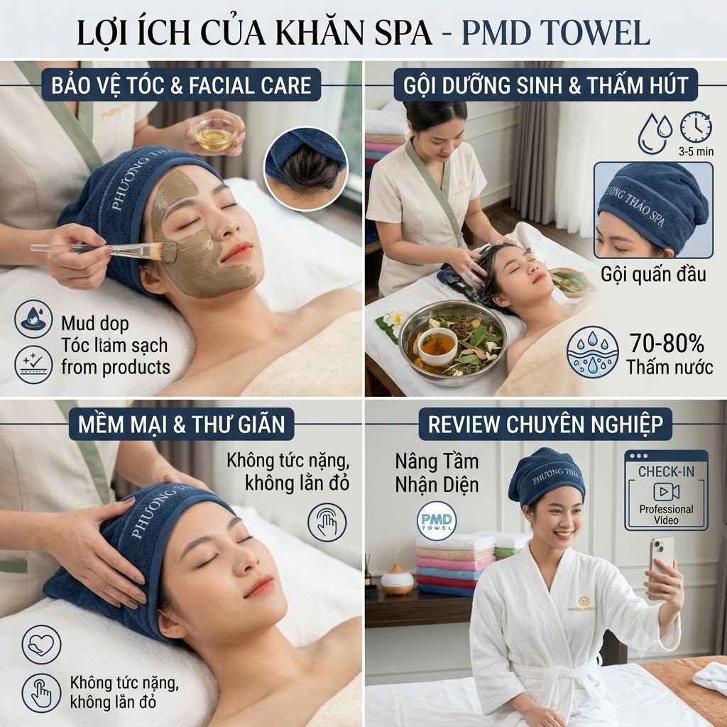 Vai Trò Quan Trọng Của Chiếc Khăn Quấn Đầu Trong Quy Trình Dịch Vụ Spa